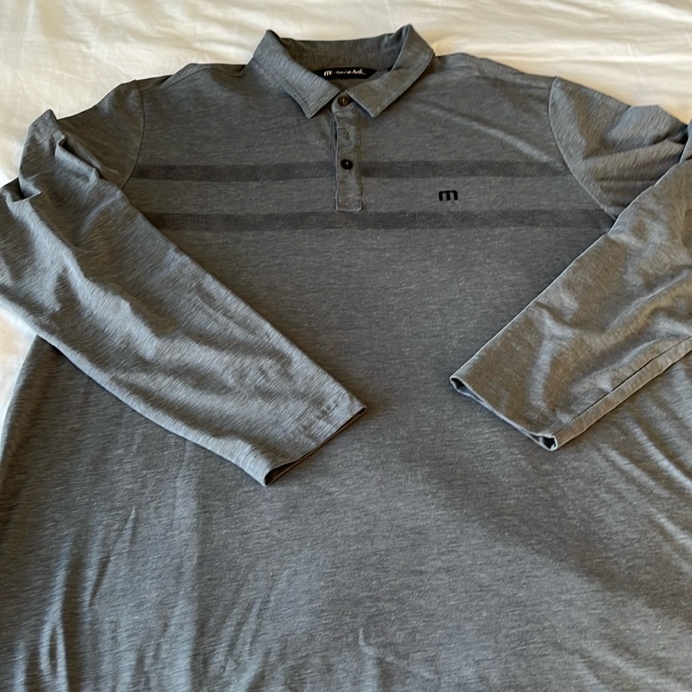 Travis Mathew men’s long sleeve polo with stripes